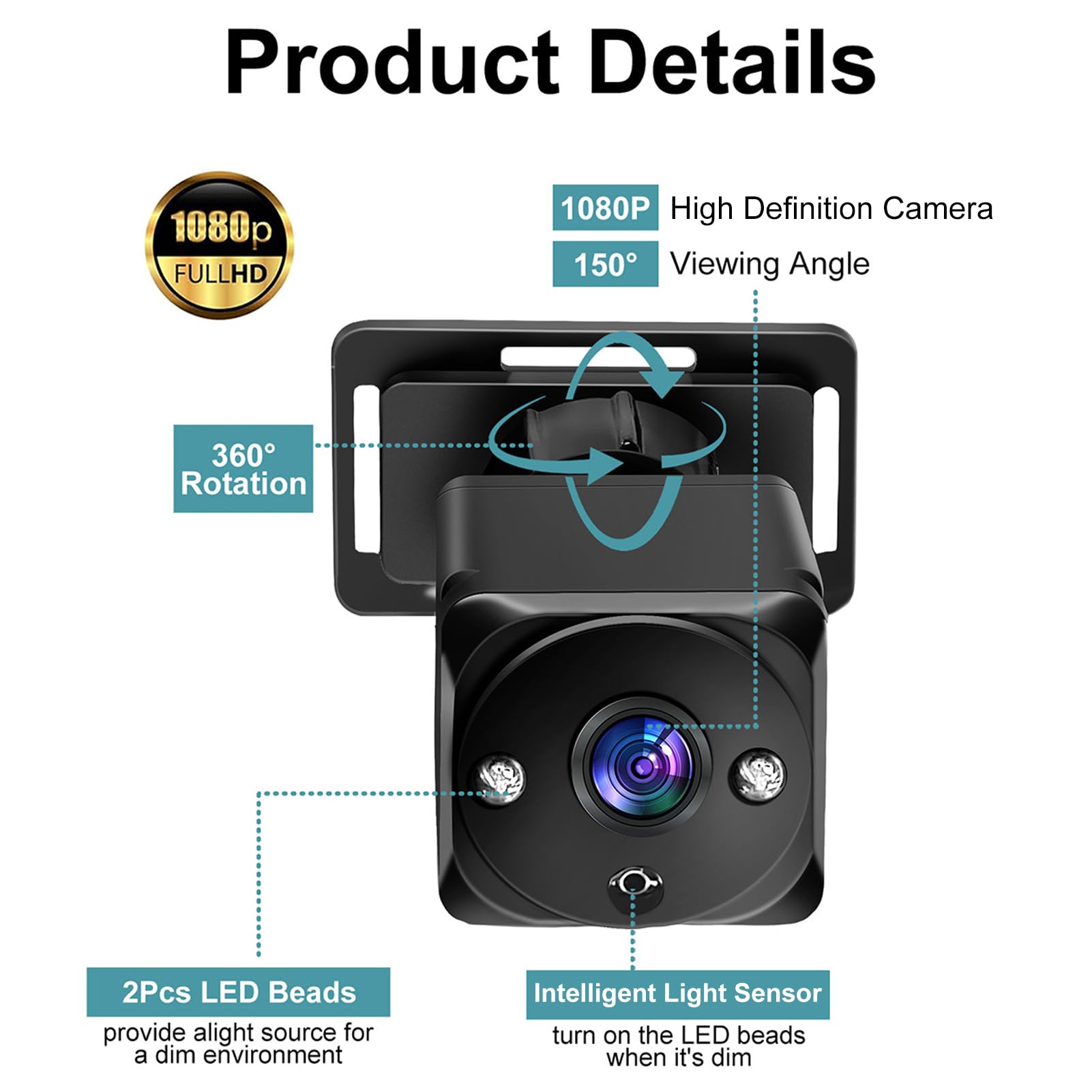 Caméra de Voiture pour bébé, Moniteur de siège arrière Double Canal 7 Pouces 1080P avec Vision Nocturne IR 8 lumières LED pour siège arrière