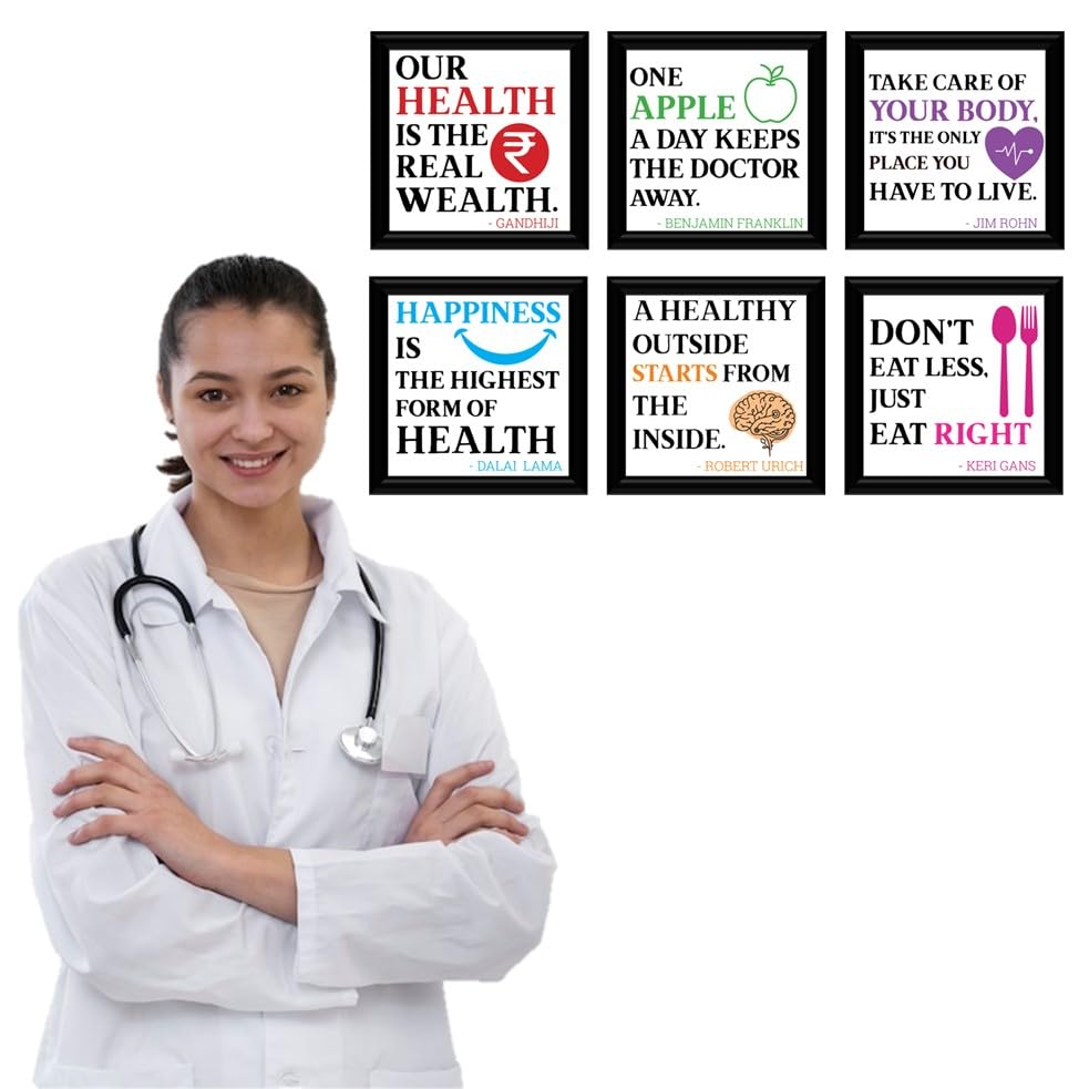 Image of JABSY Doctor Hospital Health Facts Medical Physiotherapy Dentist Wall Decor Poster Framed Gift (7 Inch Square Frame - Set of 6) (Facts) (Hospital Square)
