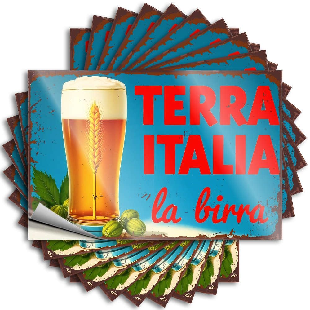 Terra Italia Beer Funky Sticker | Farmhouse Porch Decor Waterproof Vinyl Hat Tiki Removable Decal Peel Stick(6X9CM)