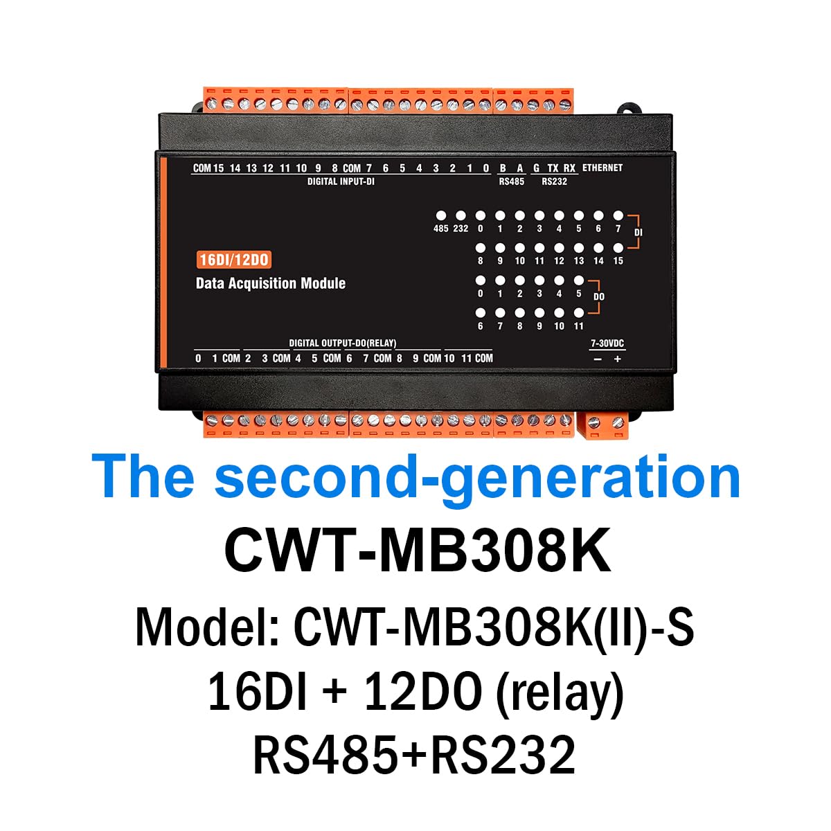 MB308K(II)-S 16DI + 12DO Modulo IO uscita analogica Modbus Rtu RS485 Ethernet