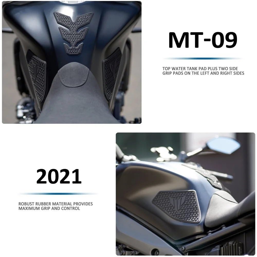 Paraserbatoio per Moto per MT09 FZ09 2013-2023 Moto Antiscivolo Lato Adesivi Serbatoio Carburante Pad Impermeabile Adesivo in Gomma(Black b)