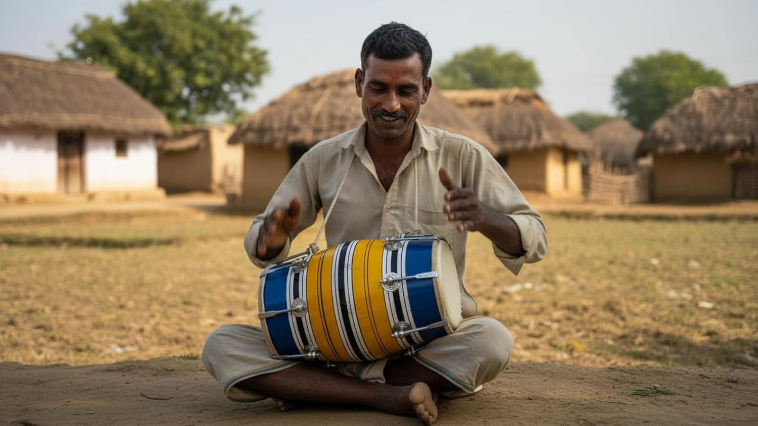 Set di tamburi classici indiani folk tabla Dholak da 30,5 cm, fatti a mano, in legno e pelle, con 14 bulloni regolabili e chiave di accordatura, strumenti musicali a percussione a mano per musicisti