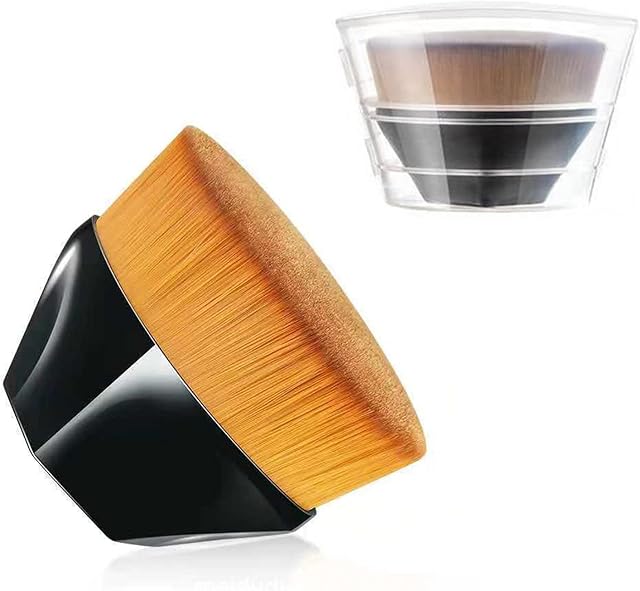 Black Flawless Foundation Brush,Kabuki brush Magic Blusher Brush Flat Top Contour Makeup Brush with Portable Case Multifunctional for Powder Blending Liquid Cream Cosmetics