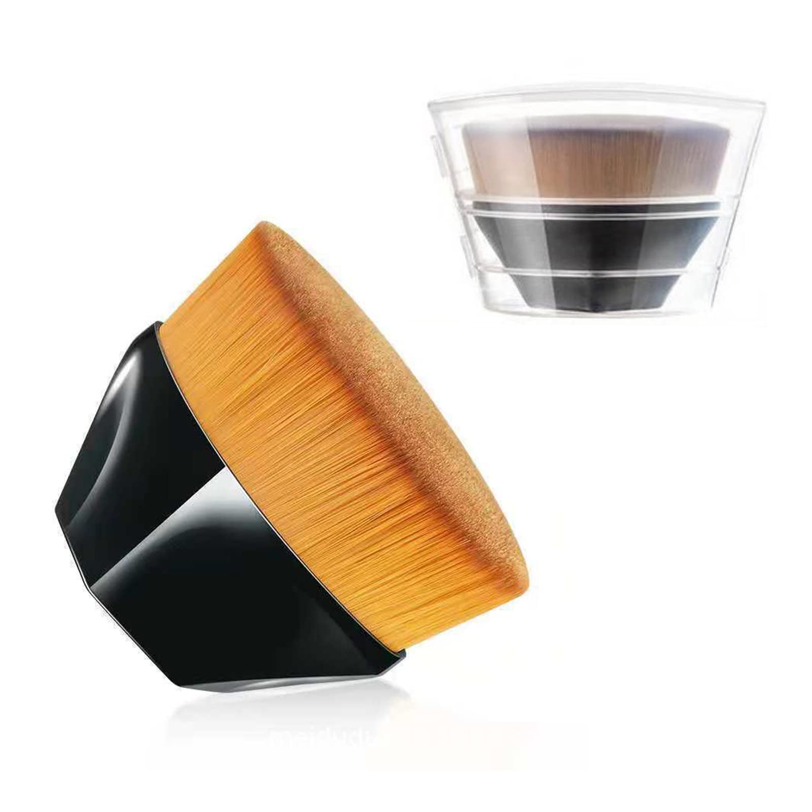 Jc.upinBlack Flawless Foundation Brush,Kabuki brush Magic Blusher Brush Flat Top Contour Makeup Brush with Portable Case Multifunctional for Powder Blending Liquid Cream Cosmetics