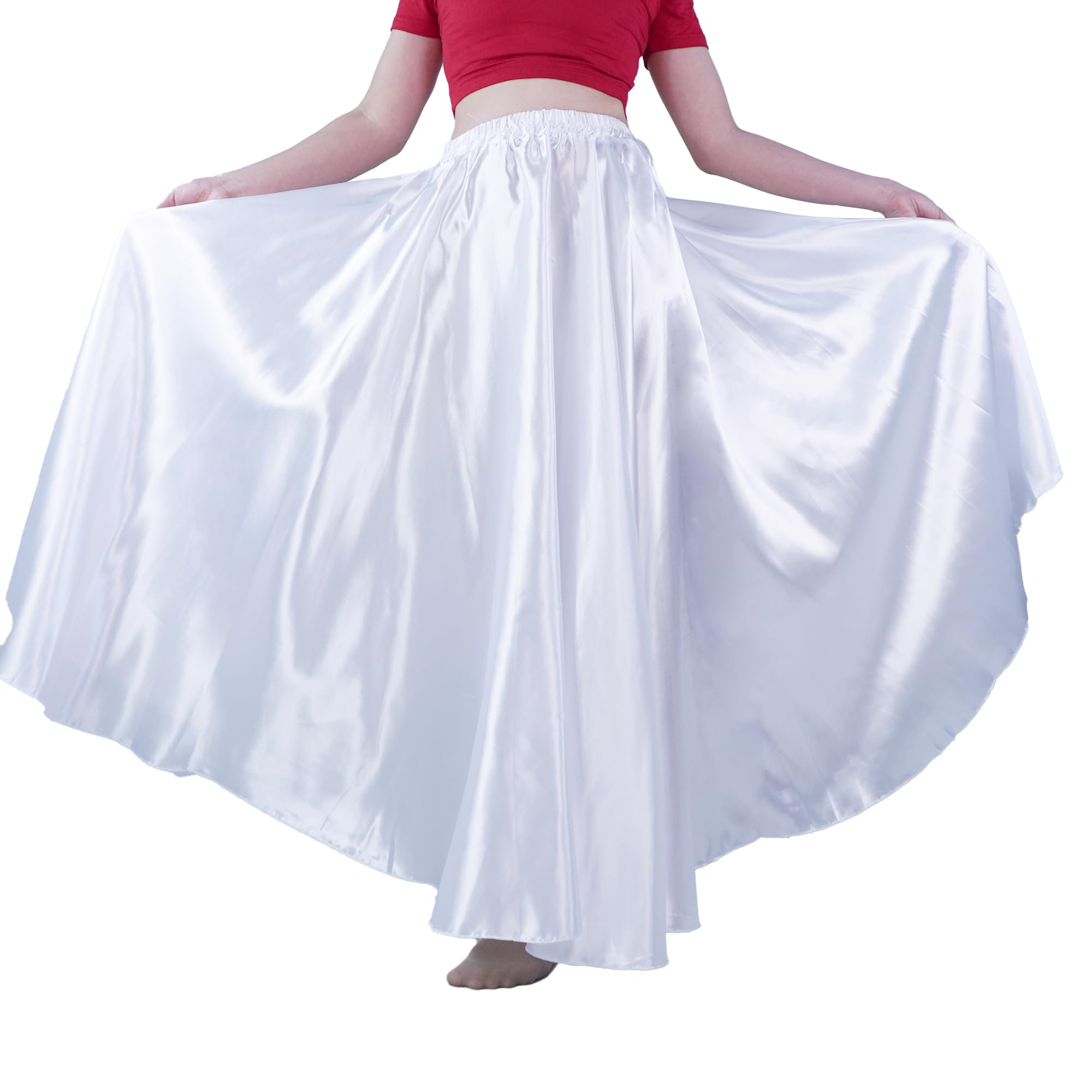 MUNAFIE Jupe Longue en Satin pour Femme - Jupe de Danse du Ventre - Costume de Danse du Ventre pour la Performance - Carnaval