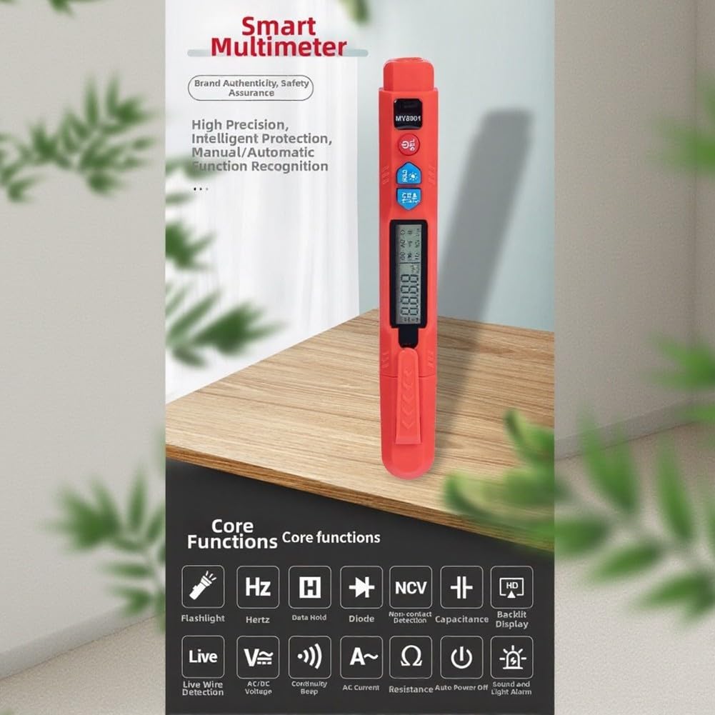 Multimetro portatile a penna, 6000 conteggi con display retroilluminato, tester elettrico digitale ricaricabile per rilevamento della tensione senza contatto e risoluzione dei problemi del