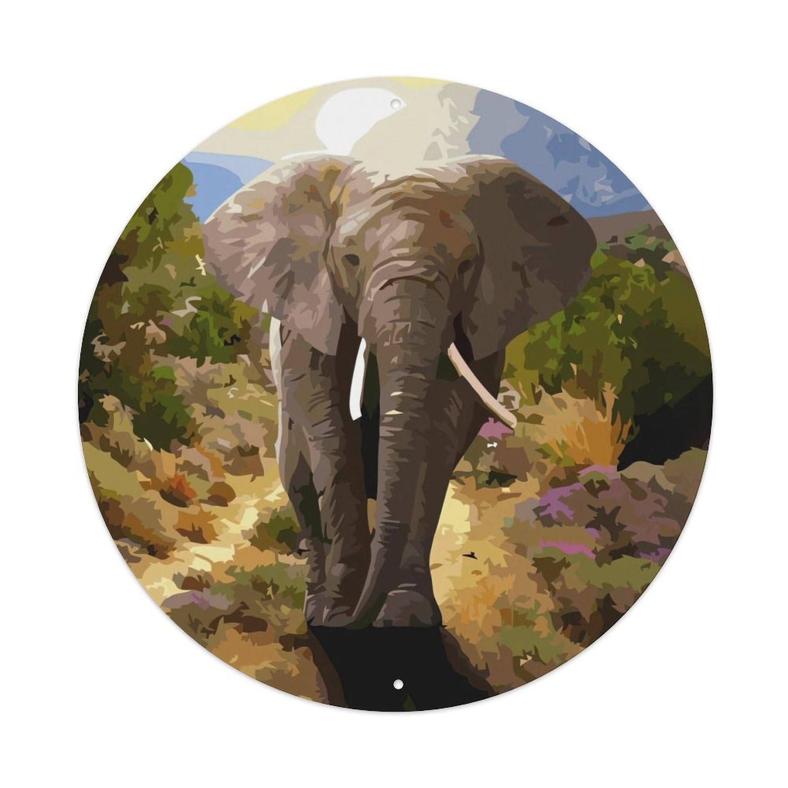 Animal Artwork Elephants in The Mountains Vintage Metal Tin Sign Plaque Wall Decor for Cafe, Club Bar, Office, Garden Metal Poster 8x8Inch