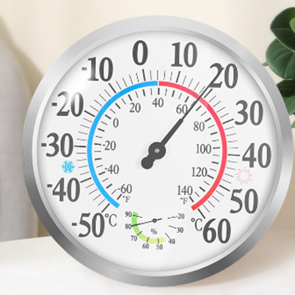 Termometro esterno da 30 cm con numeri per interni, termometro da parete, igrometro, stazione meteo da giardino, durevole, facile da installare e facile da usare