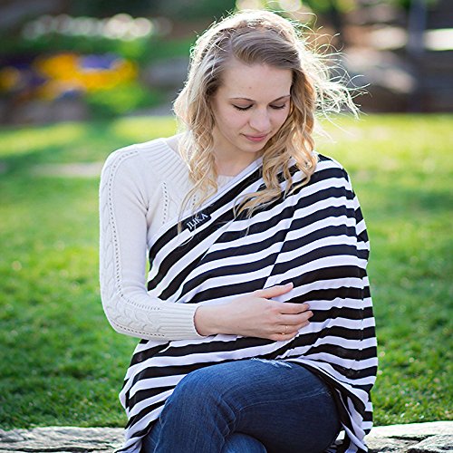 Image of 3 in 1 Nursing Breastfeeding Cover Baby Car Seat Cover Canopy Stretchy Carseat Canopy Grocery Cart Cover (Blue)