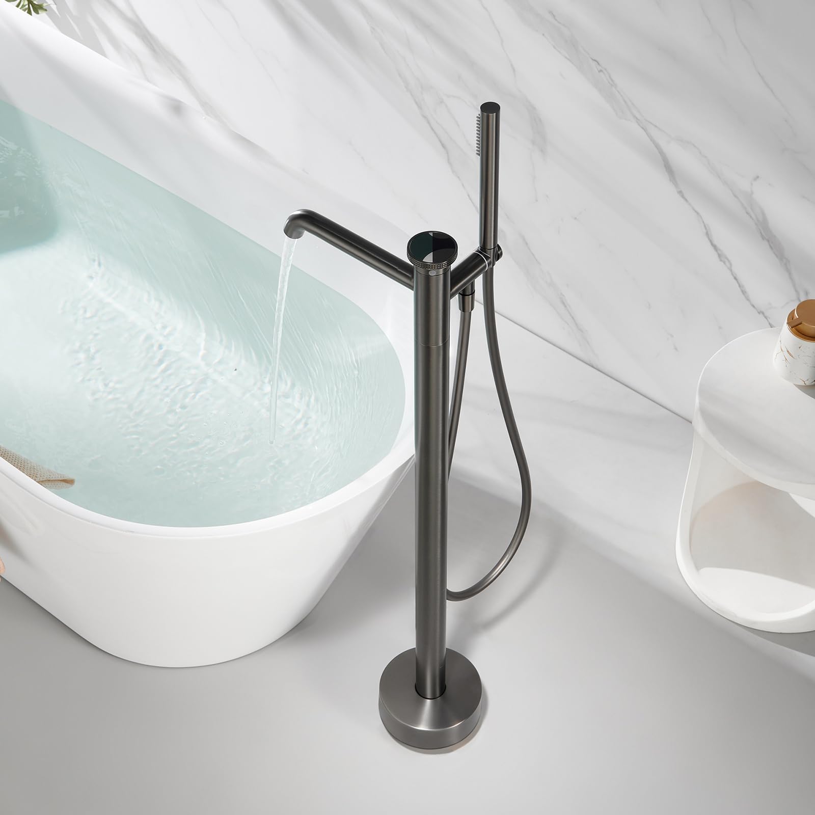 Robinet de bain sur pied gris 2 modes mitigeur colonne