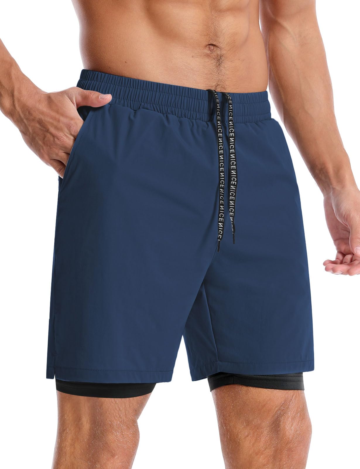 Aolesy Męskie spodenki do biegania 15 cm / 18 cm szybkoschnące spodenki treningowe na siłownię z kieszeniami, trening tenisowy lekkoatletyczny (bez wkładki i wkładki)