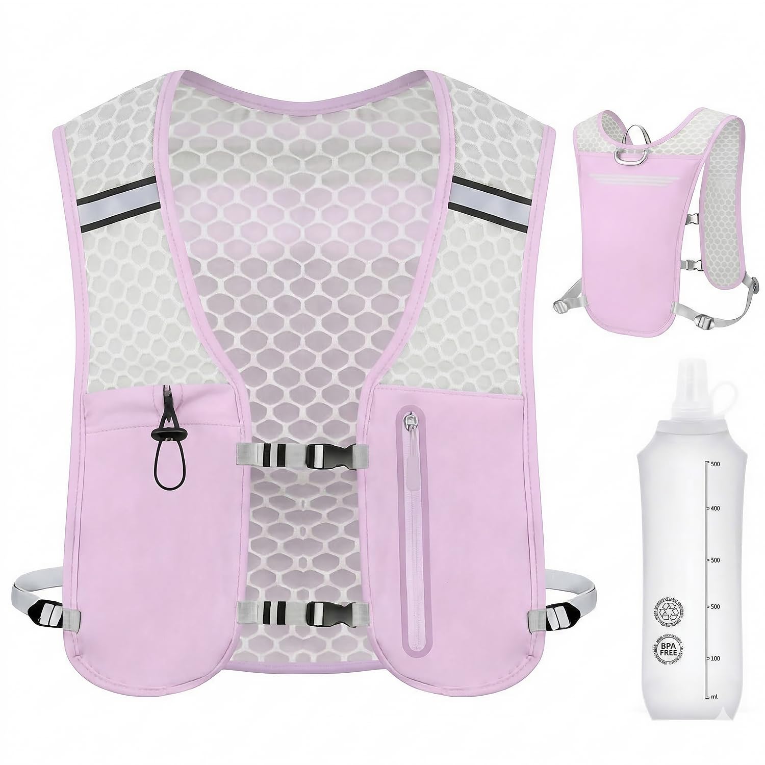 Kartoiy Running Vest Women with Water Bladder, Adjustable Running Hydration Vest Mens, Lightweight & Breathable Hydration Backpack for Trailrunning Hiking Marathon Cycling(Purple)