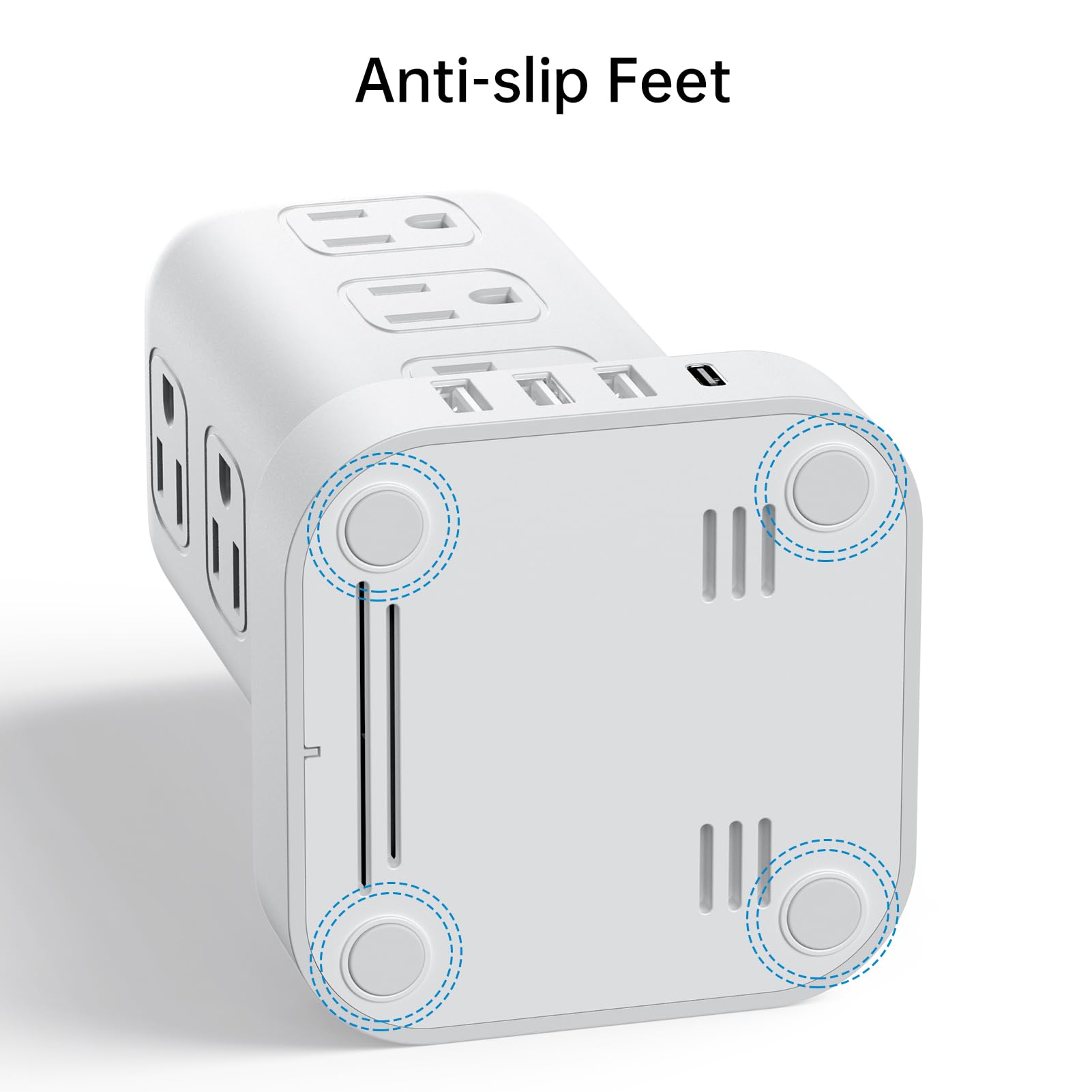 PD 20W USB C Surge Protector, Mini Power Strip Tower Travel 12 AC 4 USB Power Strip with USB Ports 6.5FT Overload Protection for Home Office