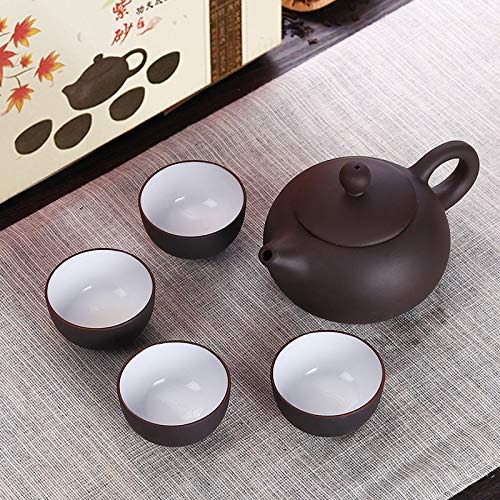 Service à thé chinois théière portable argile violette 4 tasses céramique bureau