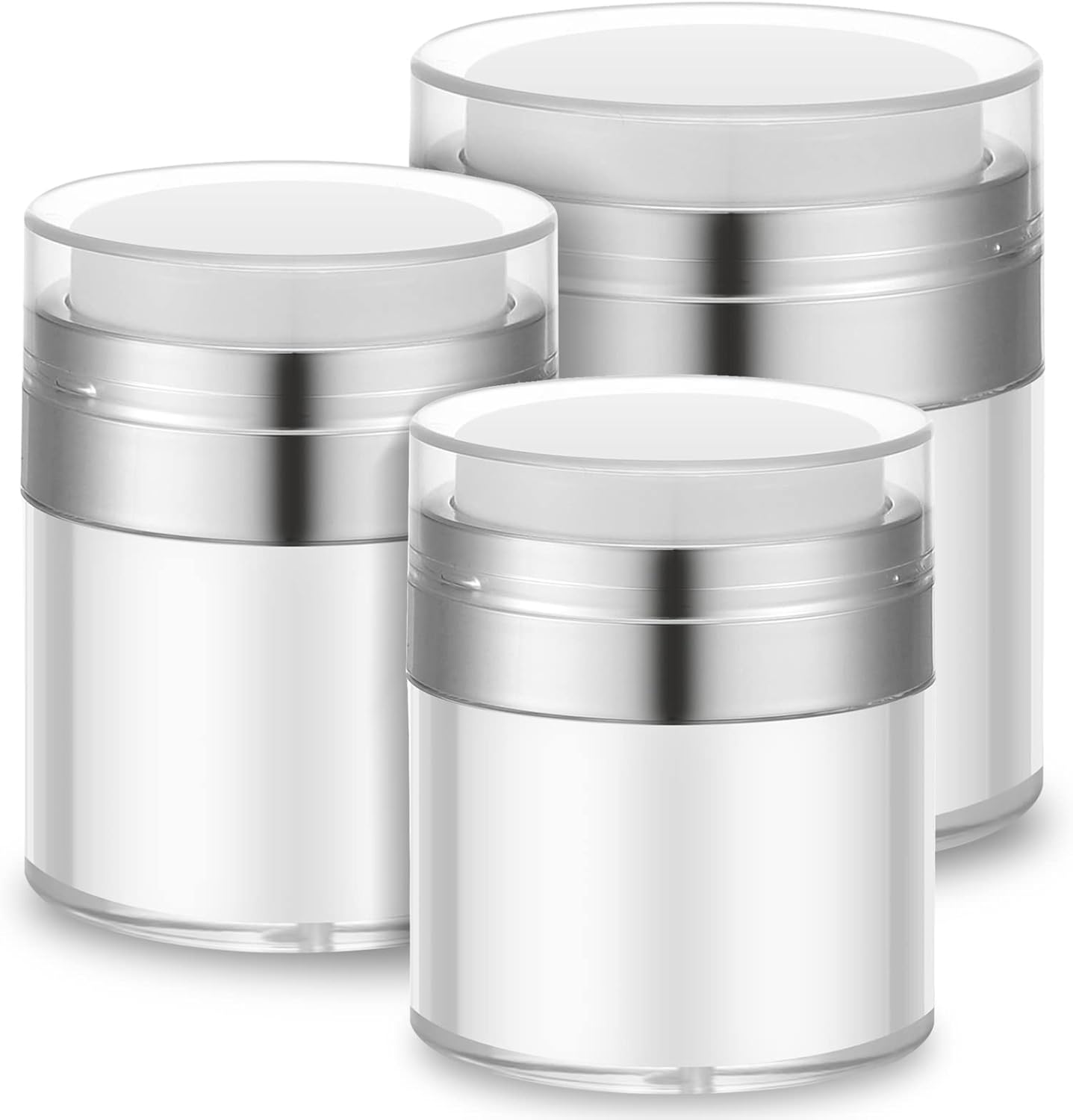 FRIUSATE 3 Pack Airless Pump Jars Sets, Empty Refillable