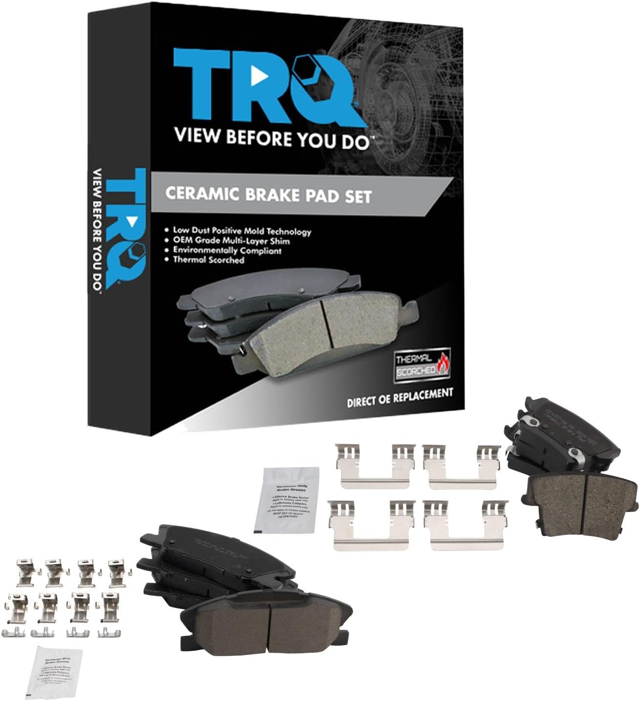 TRQ Front and Rear Ceramic Brake Pad Set (direct-fit)