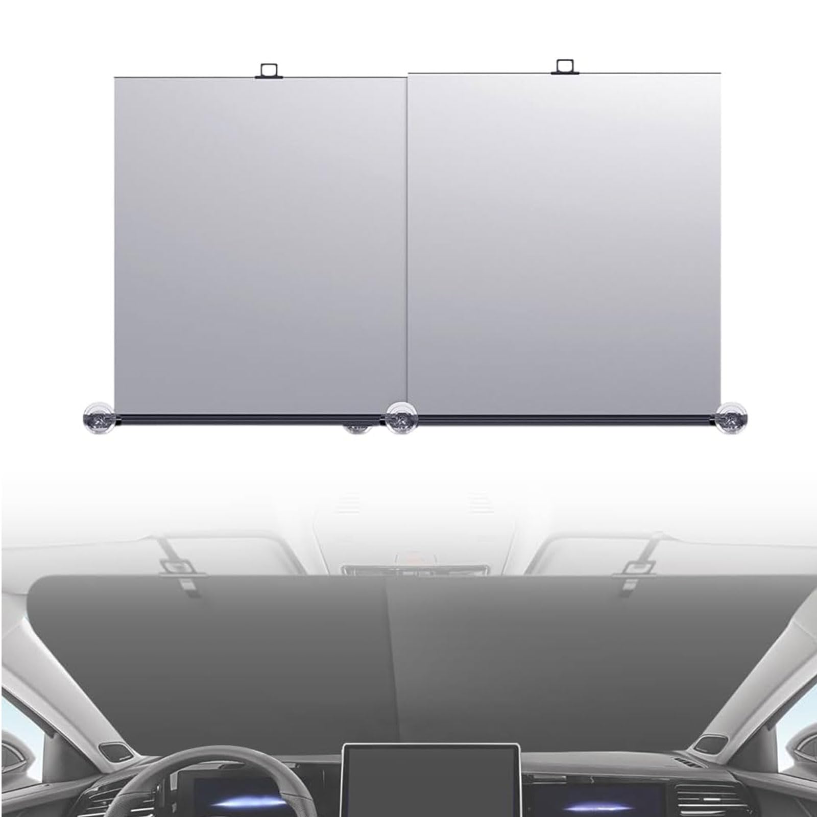 CKPEOR Automatic Retractable Sunshade for Windshield,Adjustable Roller Shades,UV & Heat Blocker,Universal for Most Cars SUV Truck