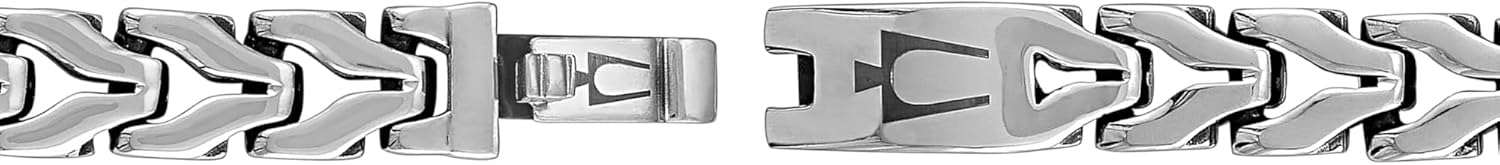 Bulova Men's Jewelry Polished Stainless Steel Links Accented In Black On The Interior Edges Bracelet, Length 8.5" Style: BVB1147-NMASTNA - Image 3