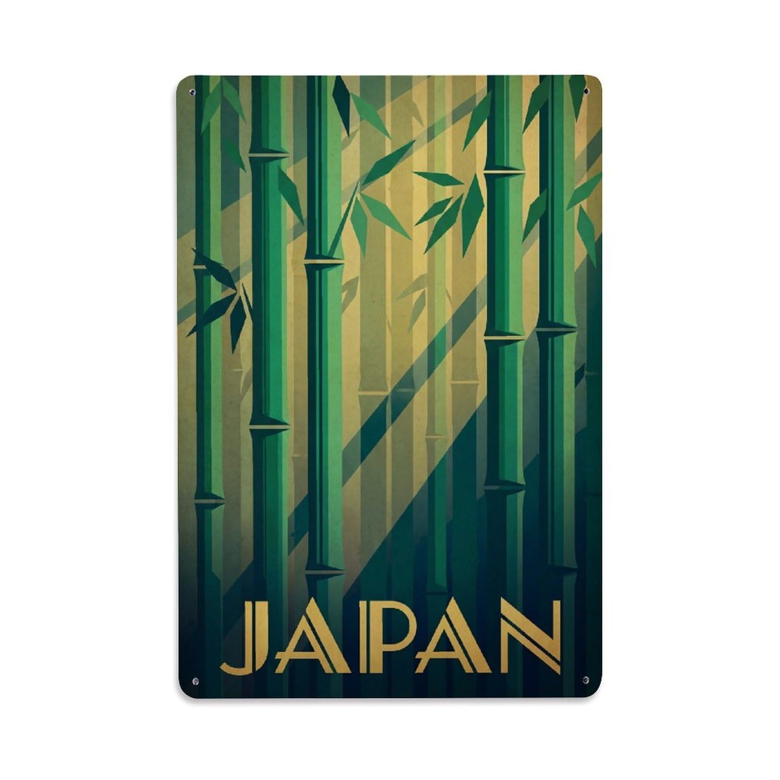 Metal Tin Sign Vintage Travel Japan Bamboo