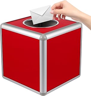 Toyvian Red Lottery Box, Raffle Ticket Box Lucky Box Square Storage Box Raffle Ticket Container Raffle Balls Boxes for Tickets, Vote Box Donation Boxes for Fundraising