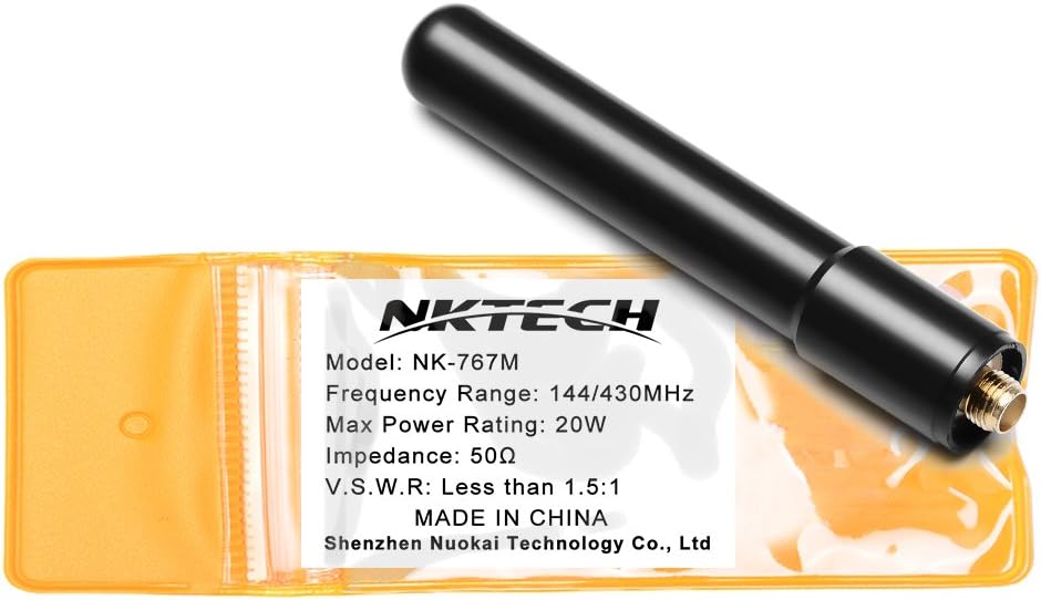 NKTECH Dual Band Antenna SMA-Female For BaoFeng UV-5R PLUS DM-5R UV-5X GT-1 GT-3 GT-3TP GT-5 GT-5TP UV-5RA UV-82 UV-5RTP BF-UVB3 UV-9R Yaesu KENWOOD HYT WOUXUN (3.15'' 20W NK-767M)