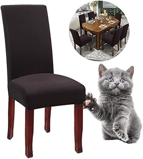 JunYito Fundas para Sillas de Comedor Fundas Decorativas para Sillas Altas Fundas Licra Protectoras Elasticas 4/6 Piezas (L-Café, 4 Piezas)