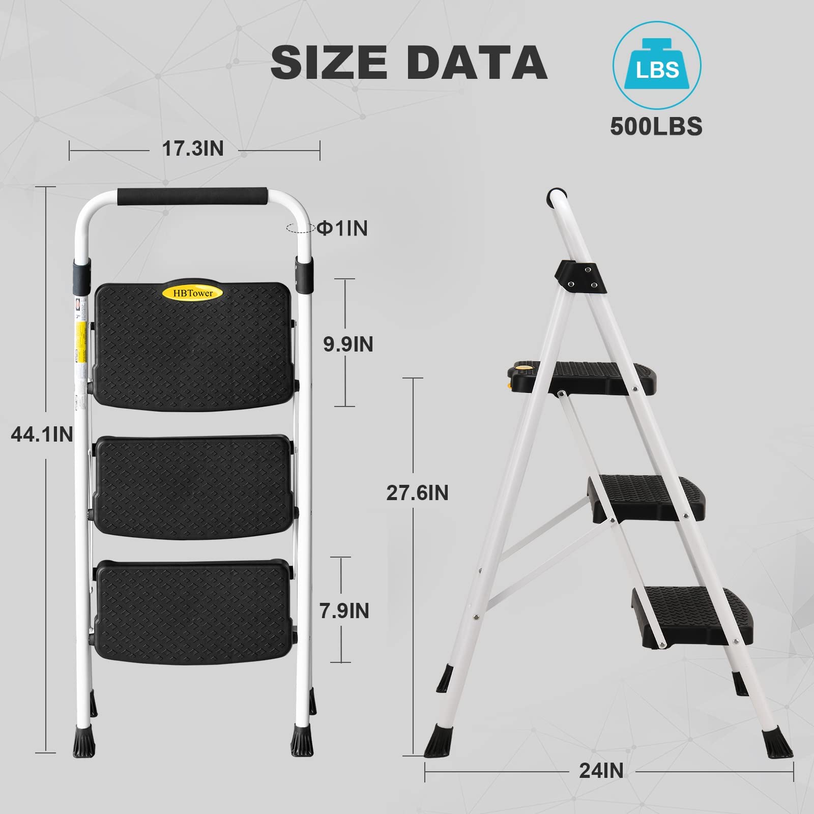 Klappbare 3-Stufen Trittleiter Rot - Rutschfest & Platzsparend Für Haushalt