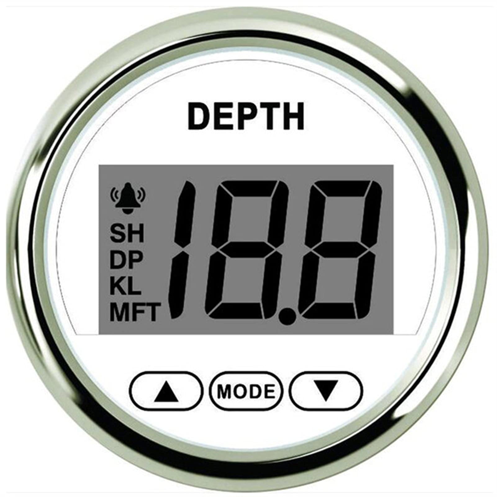Yachtinstrument Universal- 2‚‘ 52mm Tiefenmesser Pulssignal Digital Boot Wasserdicht IP67. Tiefenmesser für Marine Boat Yacht Red Hintergrundbeleuchtung 9-32V Bootszähler
