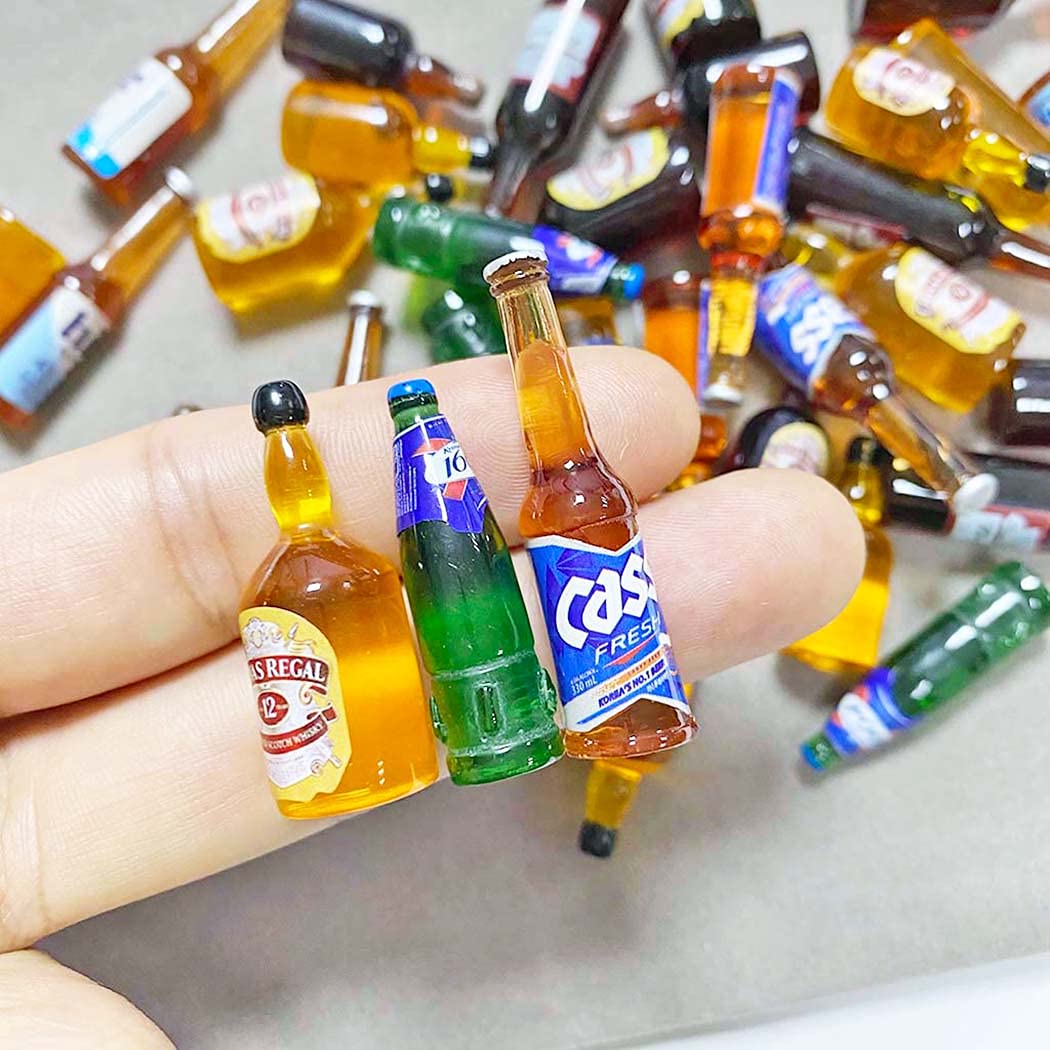 Set 40 Mini Bottiglie Birra In Resina Per Hobby Creativi - Fai Da Te, Gioielli, Diorami