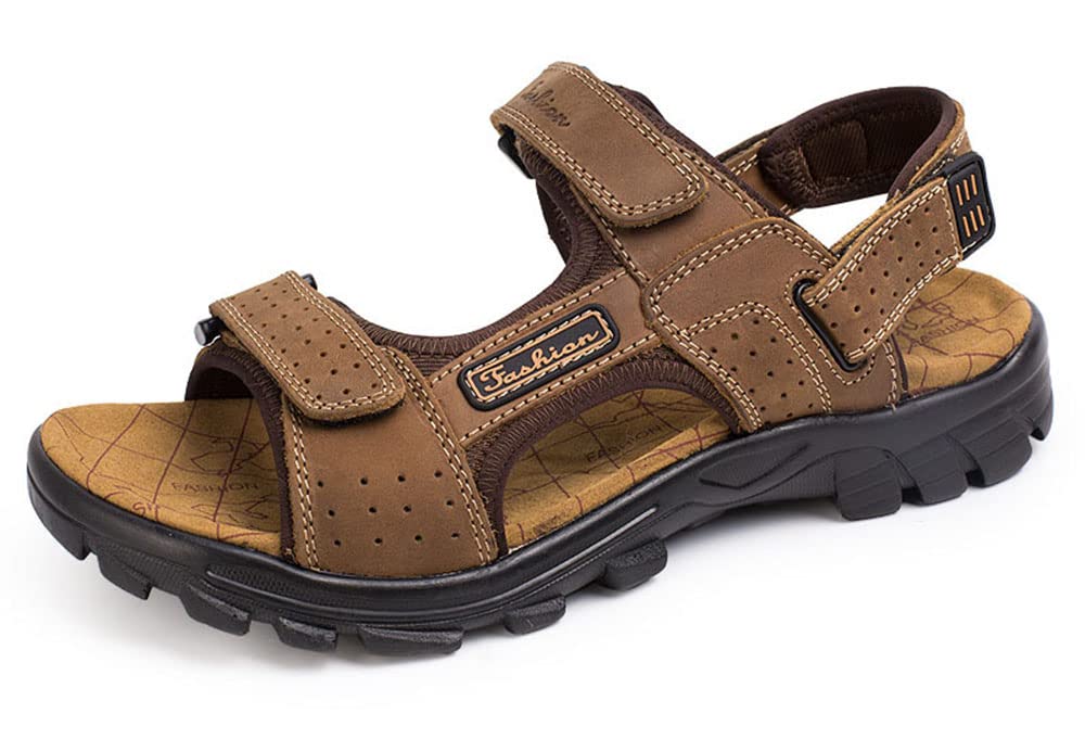 BININBOX Sandale Homme Sandale Cuir de Vachette Bout Ouvert