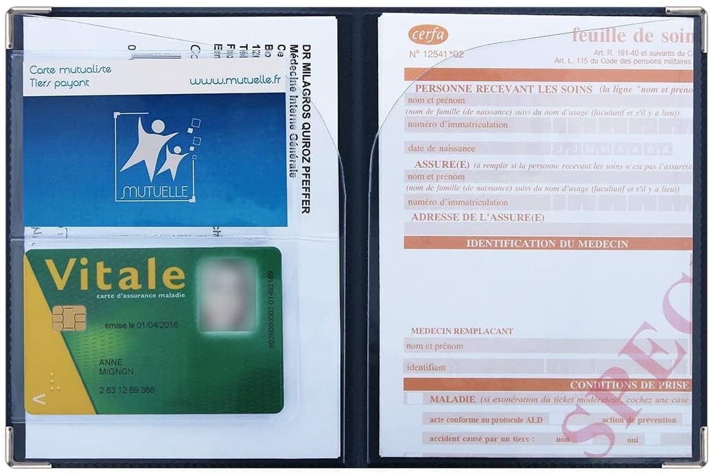 Porte Ordonnance Bleu Pétrole Fabrication Française Etui Carte Vitale Dossier Santé