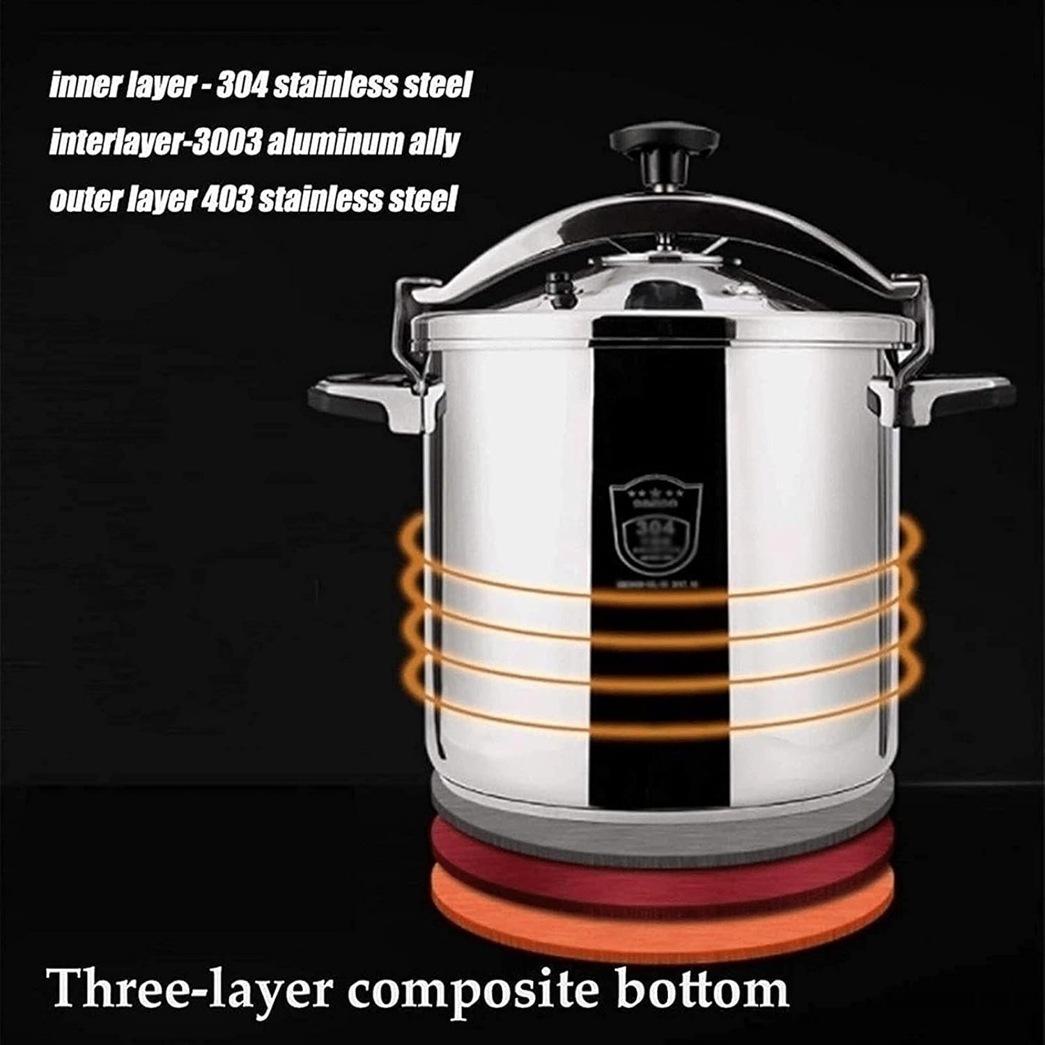 Household Stainless Steel Pressure Cooker Outdoor Explosion-proof Large Capacity Pressure Cooker Non-stick Cooker Induction Cooker Gas Stove Family Kitchen Hotel (Size : 7L)