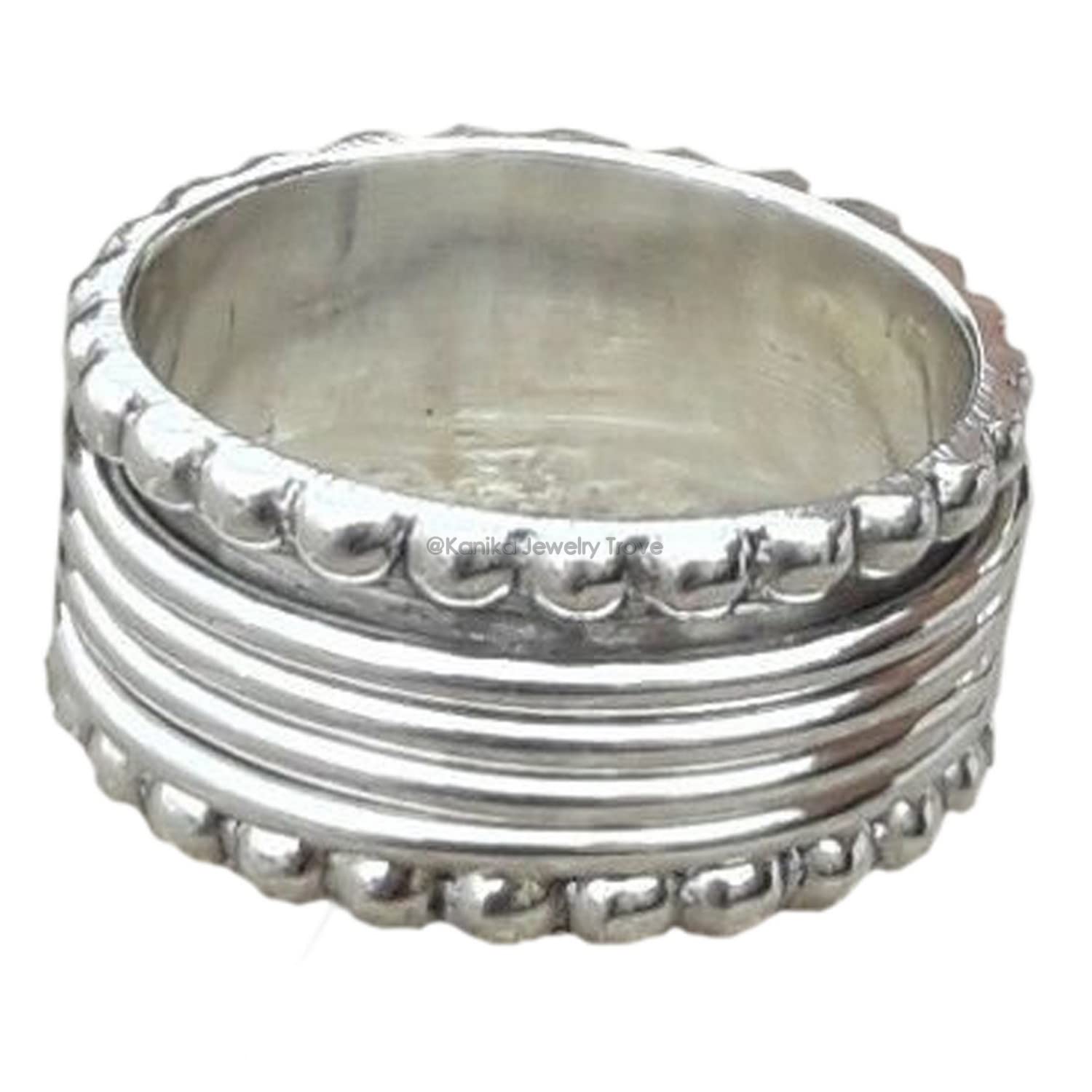 Spinning Band Ring, schlichter 925 Sterling Silber Spinner Ring, Beaded Edge Band Ring, Unisex Ring, Angst Herrenring Muttertagsgeschenk (Größe 7)