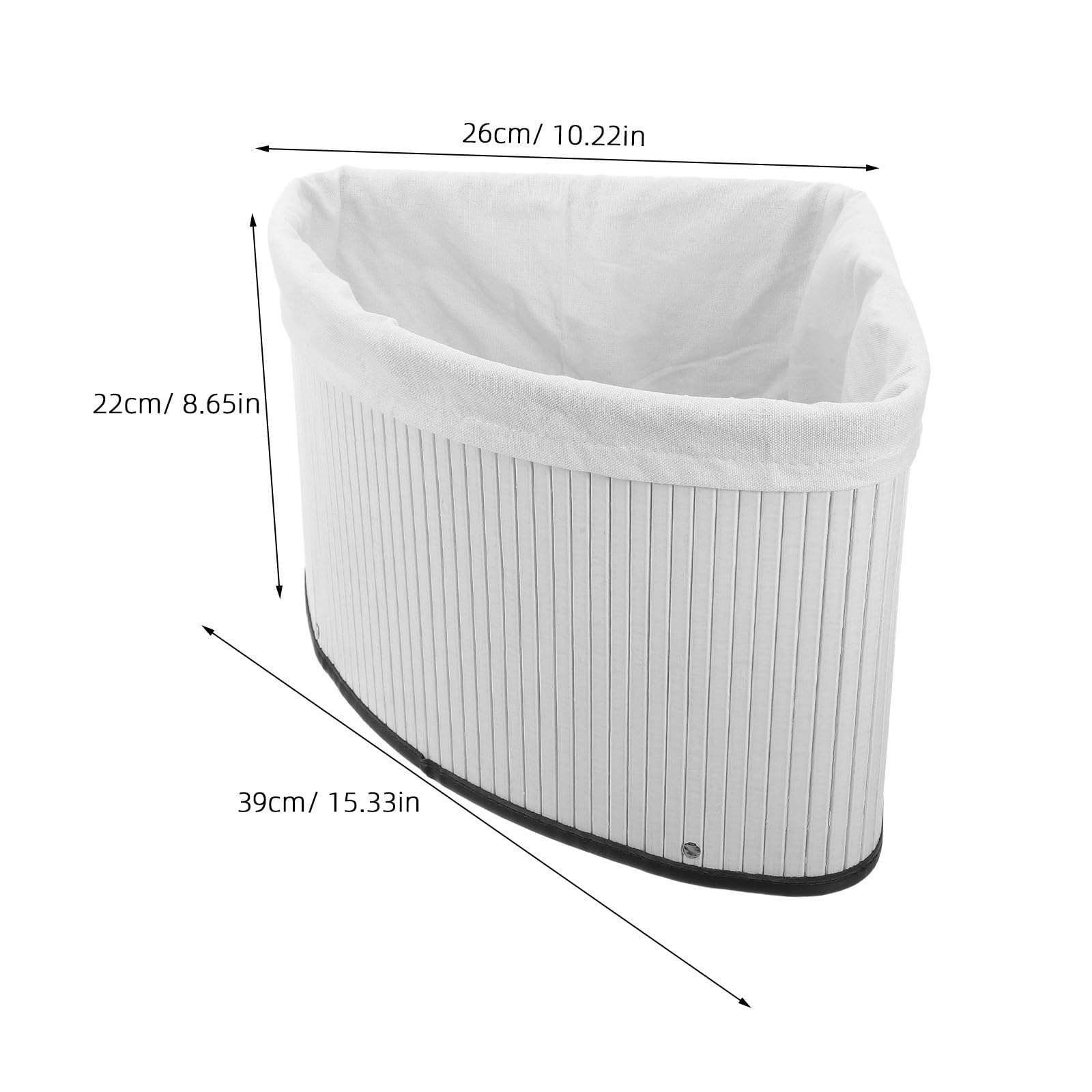 HEMOTON Cestino Triangolare in Bambù Bianco con Rivestimento, Organizer Angolare Salvaspazio per Cucina e Bagno, Scatola Portaoggetti Resistente