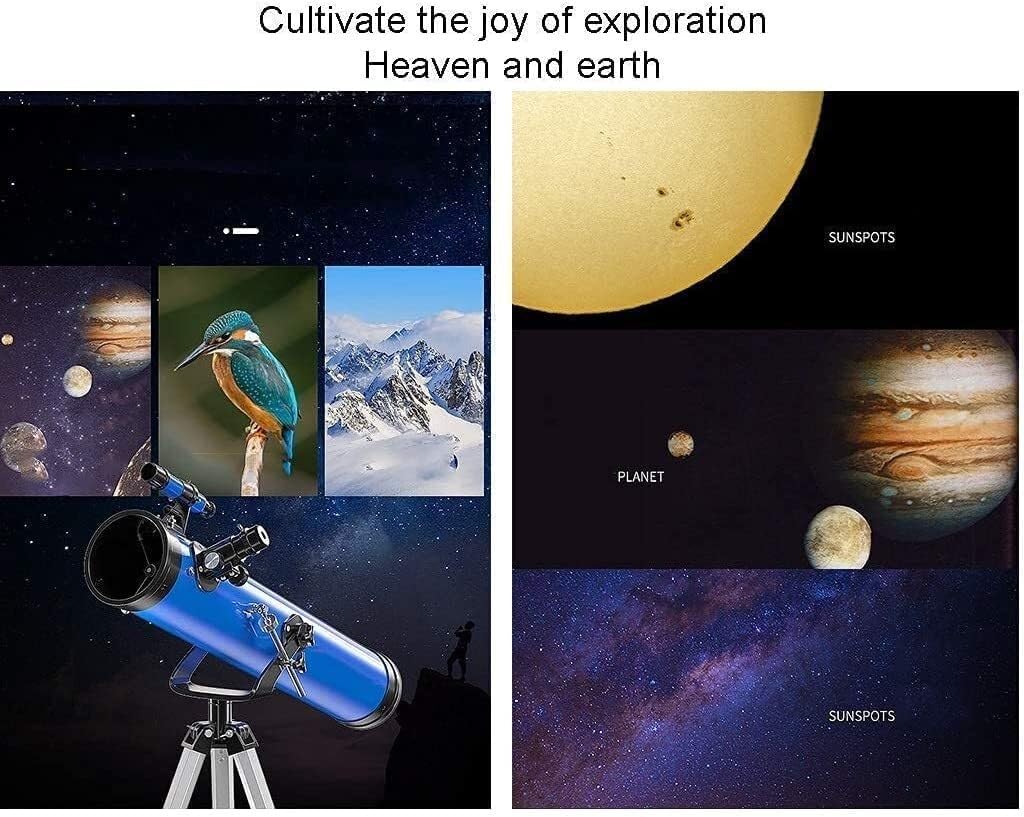 114mm Beginner Astronomy Telescope for Kids & Adults, Portable Travel Telescope with Adjustable Tripod, Ideal Gift for Beginners and Young Stargazers(Package 4)