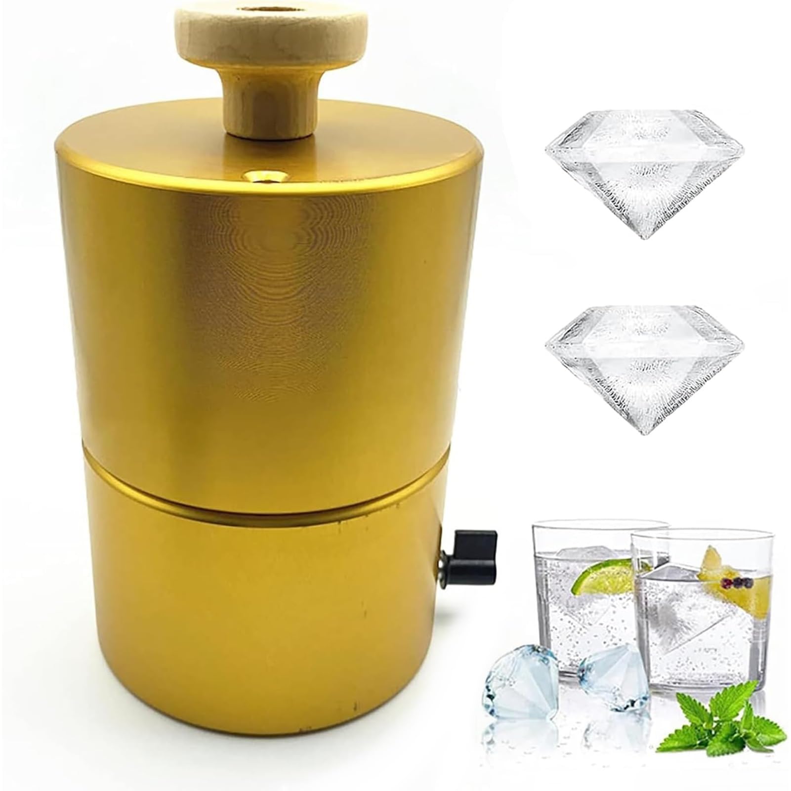 Prensa para Hielo de 70 Mm en Aluminio y Madera Estilo Coctelería 8
