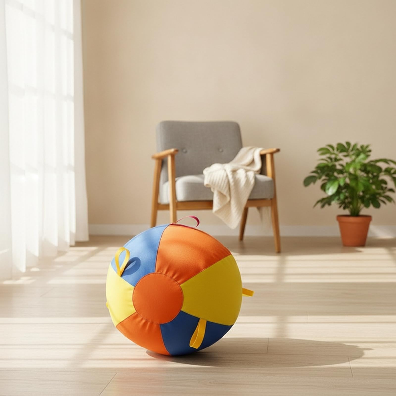 Pelota de Juego Grande Juguete para Perros Balón para Mascotas Pelota con Bucles Superficie Acolchada Construcción Cosida Resistente Ayuda a, Azul, Naranja, Amarillo, Grande 45cm