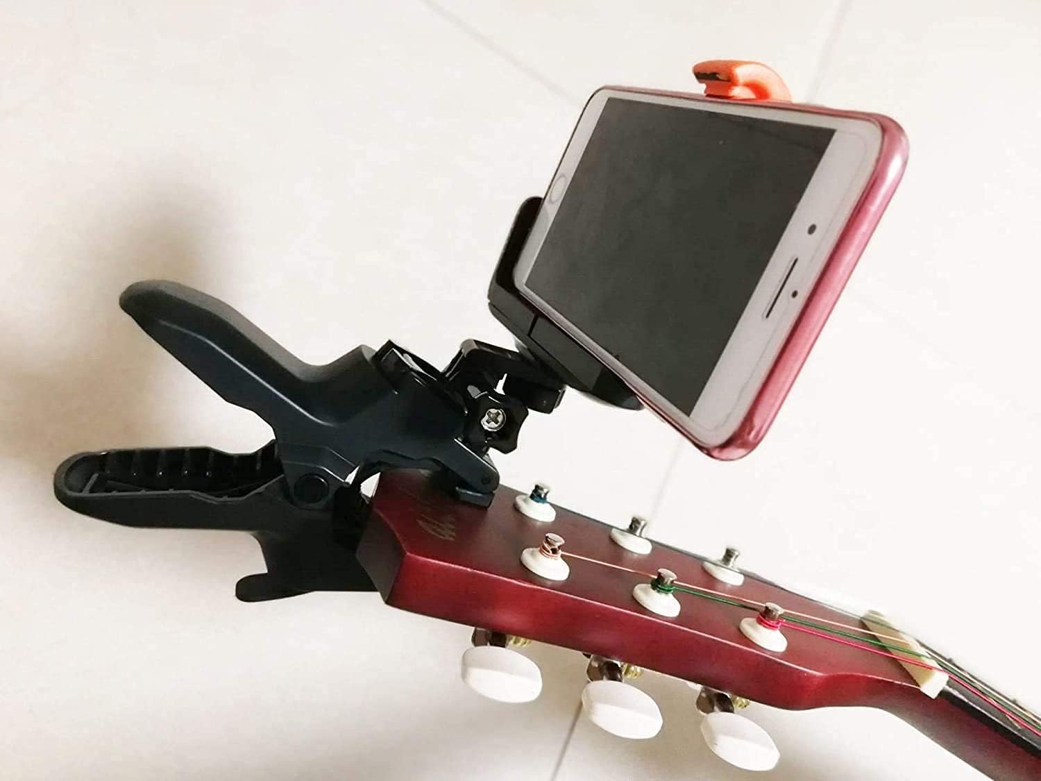Universal Guitar Headstock Phone/Camera Clamp Clip Mount for All Smartphones and Gopro Action Cameras ~ Close Up Home Recording - Image 4