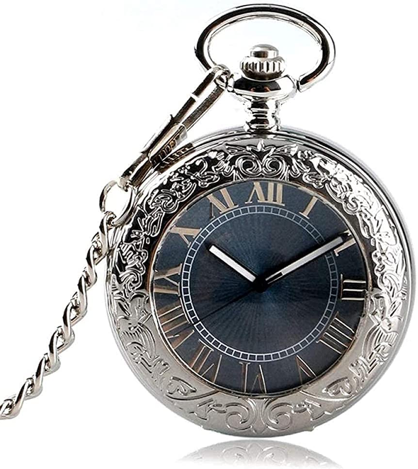 Pocket Watch, Pocket Watch Gift Watch MNNER DIGITT DIGITAL Pause Watch Clocks Vintage Self Wind Stylish Gray Dial Automatic mechanical
