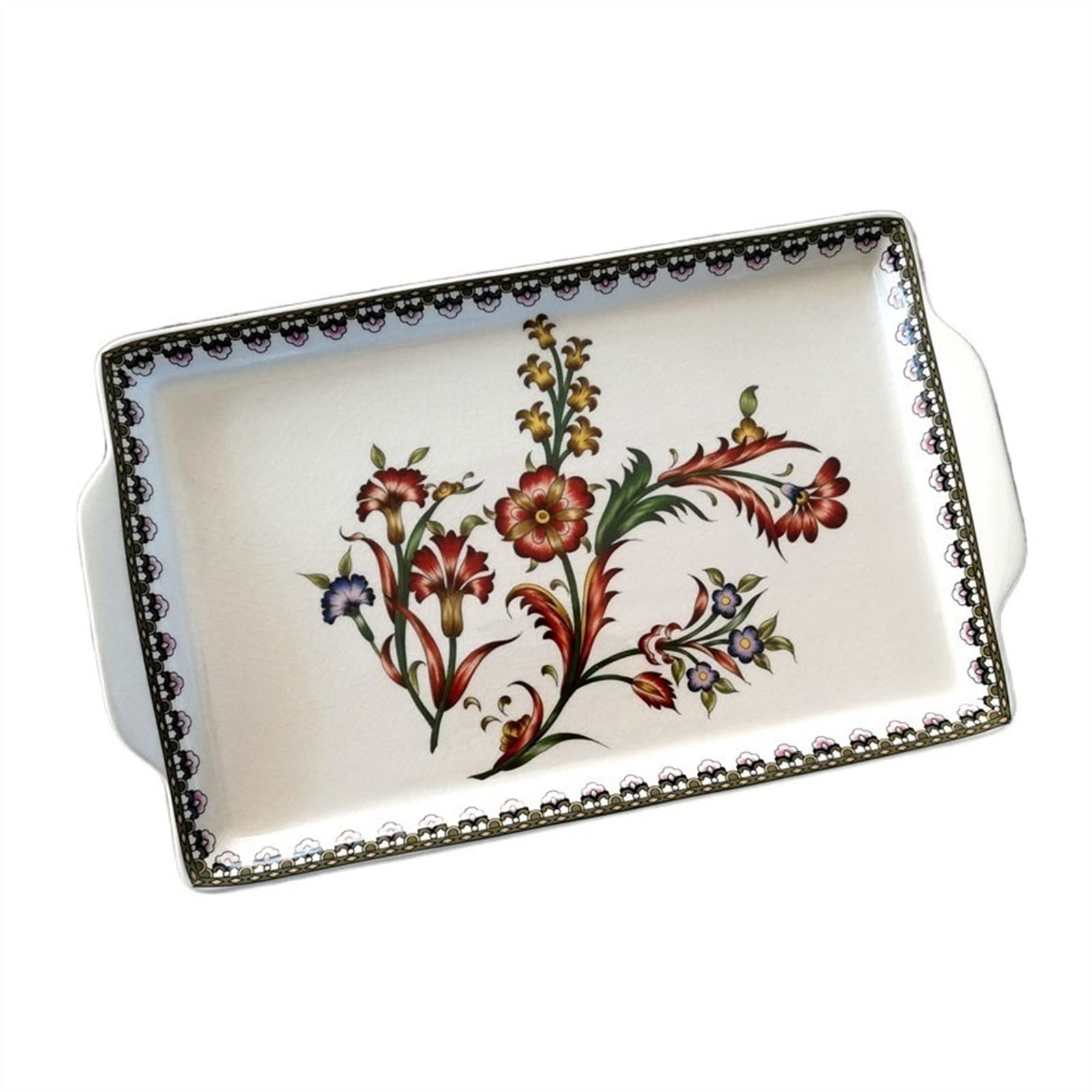 Plateau de service en céramique craquelée rectangulaire pour salon et table basse