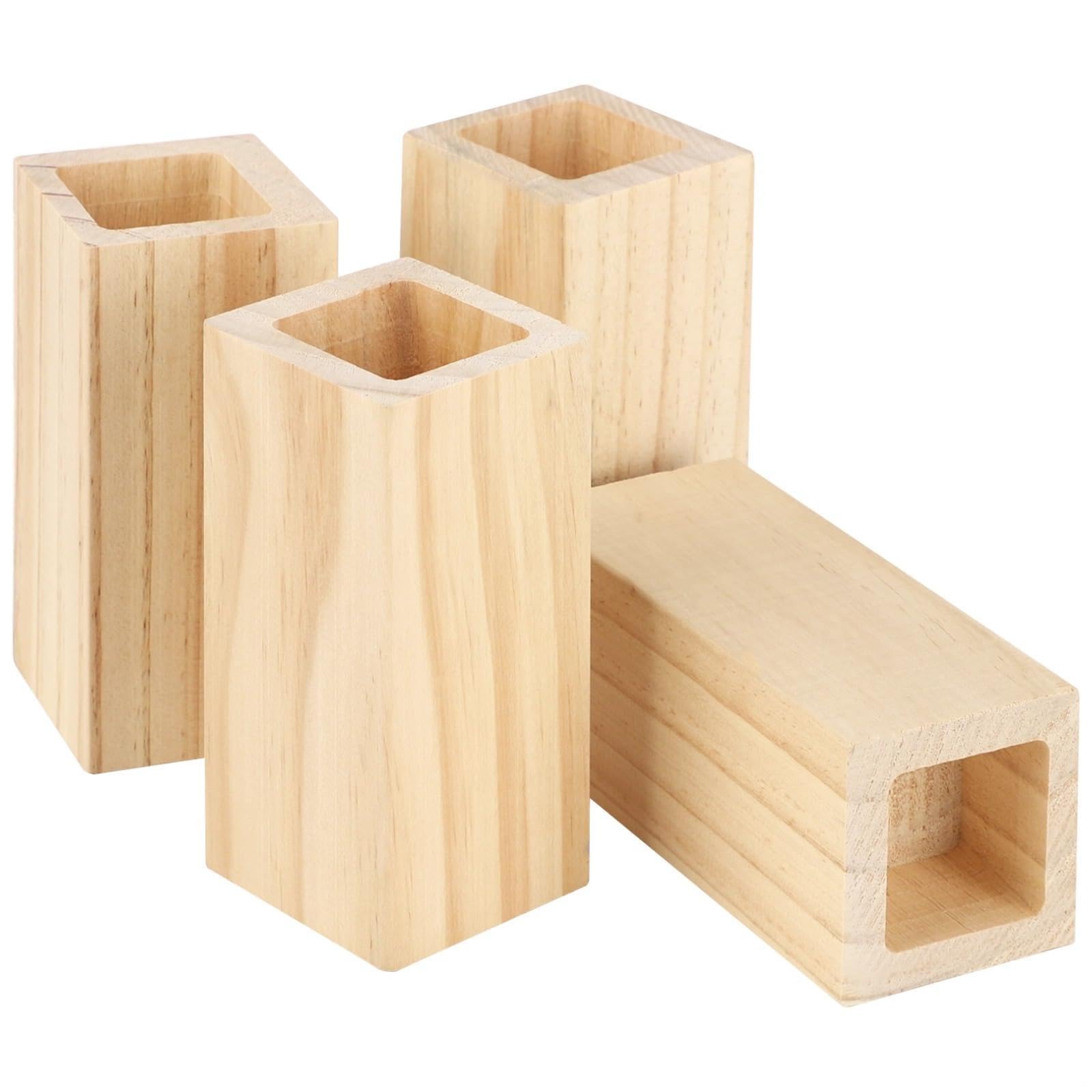 Rehausseurs de lit en bois carrés de 10,2 cm Lot de 4 cales pour canapé et armoire