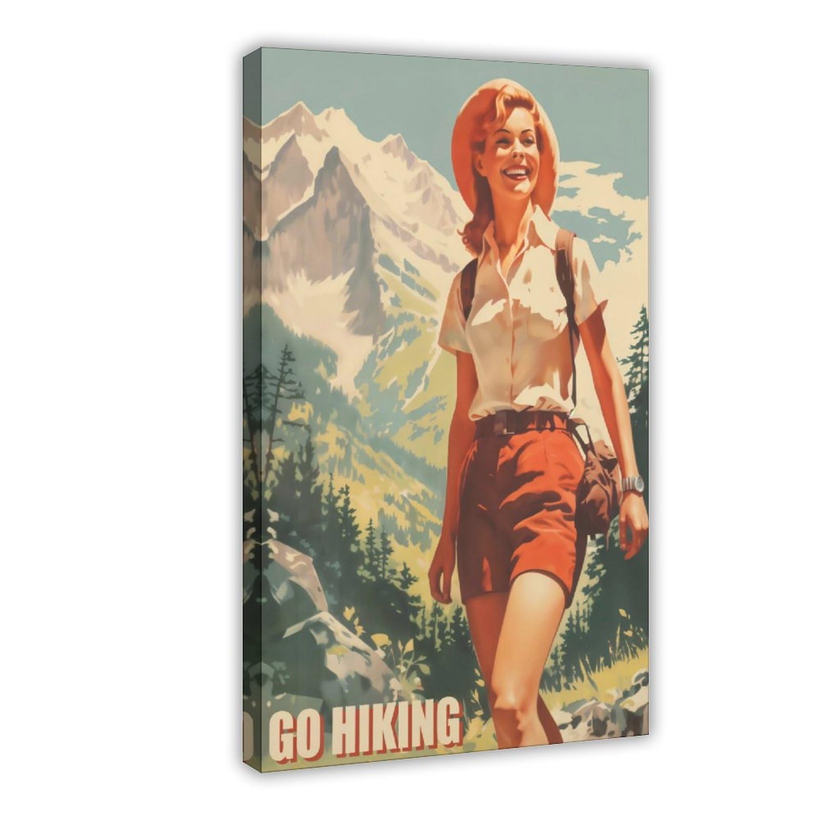 WJWART Wander-Poster im 60er-Jahre-Stil, Vintage, Camping, Leinwand, Schlafzimmer, Dekoration, Landschaftsdekoration, Geschenk, 50 x 75 cm