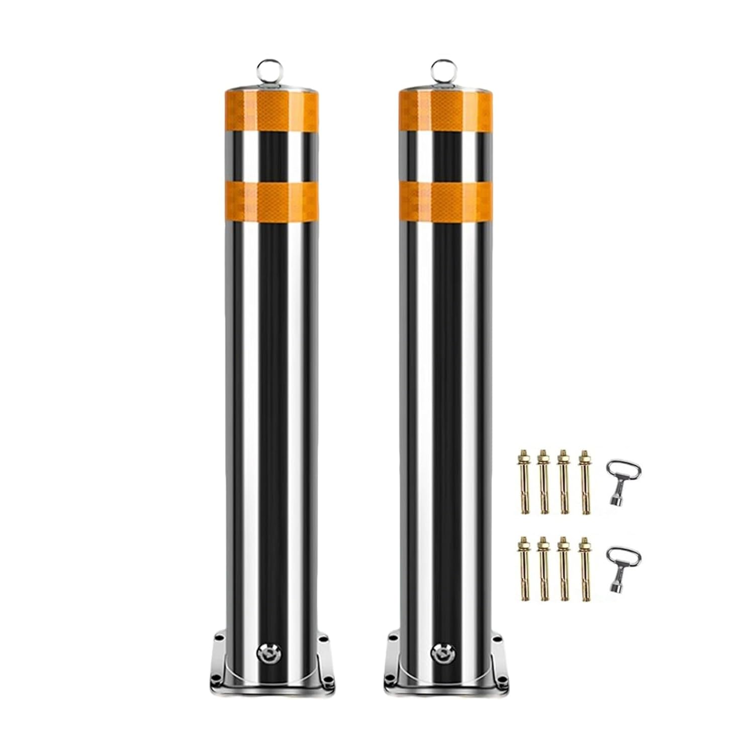 Safety Bollard Removable 304 Stainless Steel Bollard Post, 2-Pack Parking Barrier Bollards for Driveway and Traffic-Sensitive Area, Easy to Install ﻿(H 100 cm/40 in)