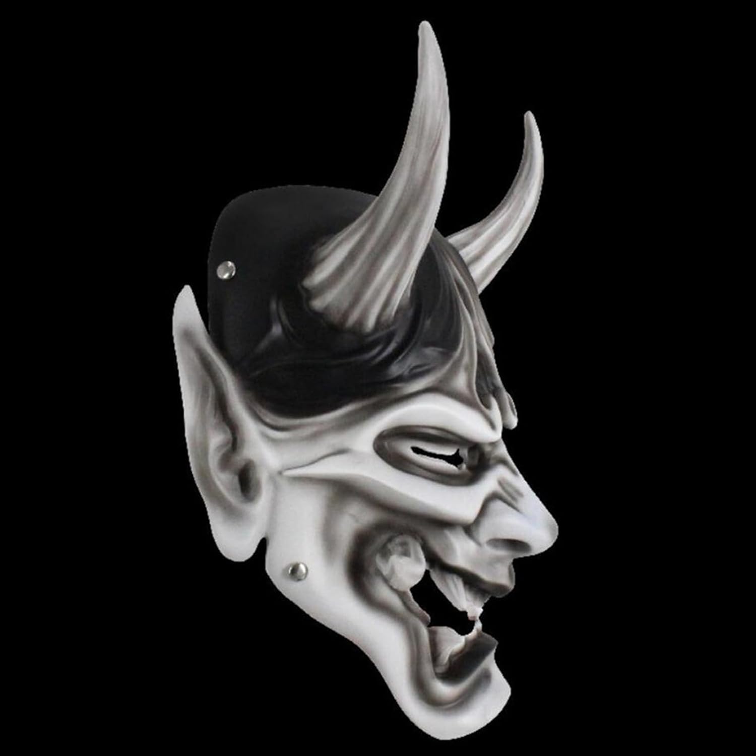 樹脂ハロウィンマスク、サムライマスク、日本の悪魔をテーマにしたゲームマスク コスプレパーティー、コスチュームマスク小道具 ホラーマスク：日本 のプラジナデーモンマスク サムライハーフマスク、ハロウィーンのための伝統的なカブキスタイルのマスカレードハーフ ... 樹脂 日本の侍 鬼 マスク ハロウィン パーティー ゲーム テーマ コスチューム プラジュナ コスプレ マスク 小道具