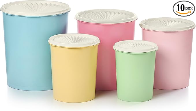 Tupperware Heritage Collection 10 Piece Nested Canister Set in Vintage Colors