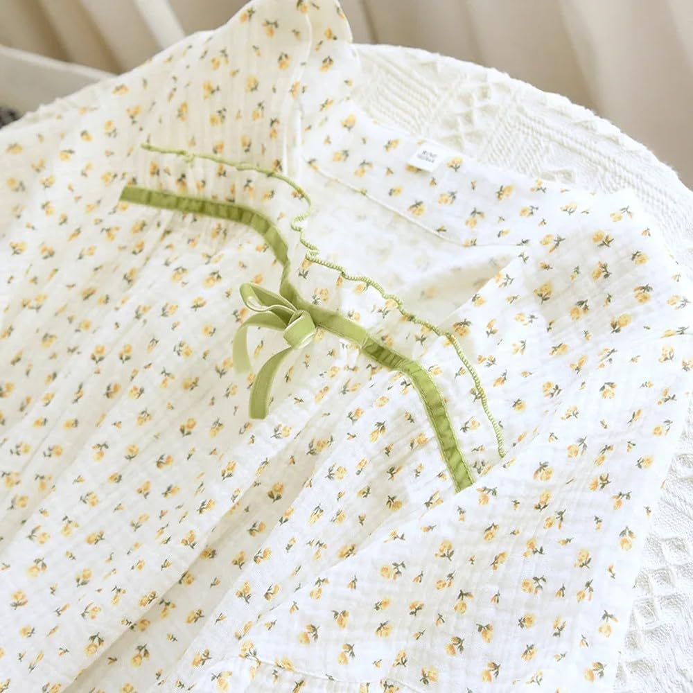Camisón para Mujer - Camisón De Verano De Algodón para Mujer, Vestido Largo De Manga Corta con Estampado Floral, Falda Fina Holgada De Talla Grande para El Hogar, De Algodón