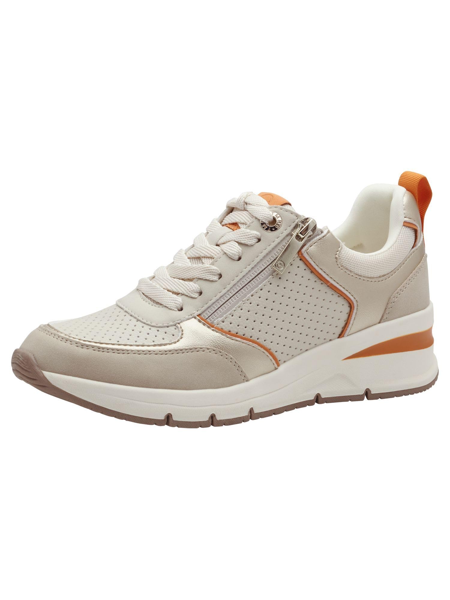 Tamaris Women's Vegan Lace-Up Shoes, Orange, 6.5 UK