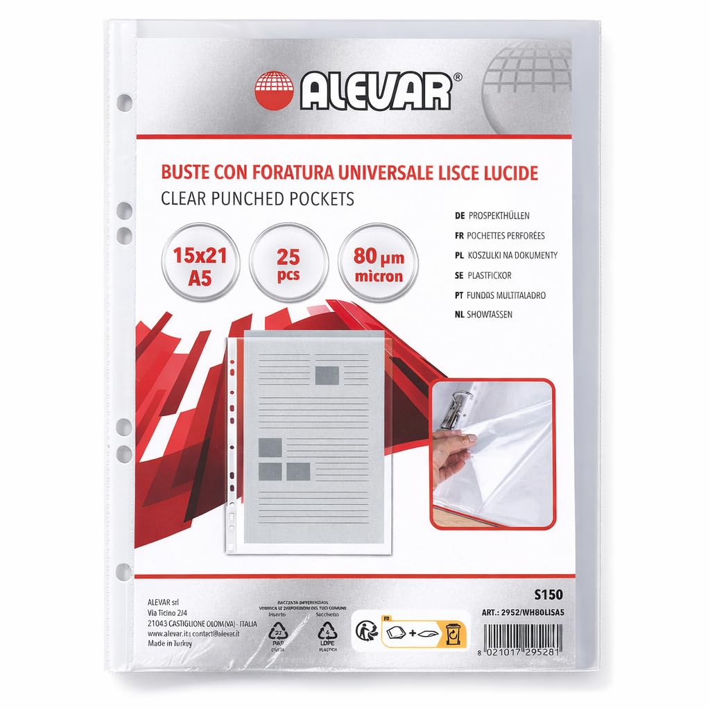 Plain Universal Punched envelopes F.to A5 015 Conf. 25 pcs.