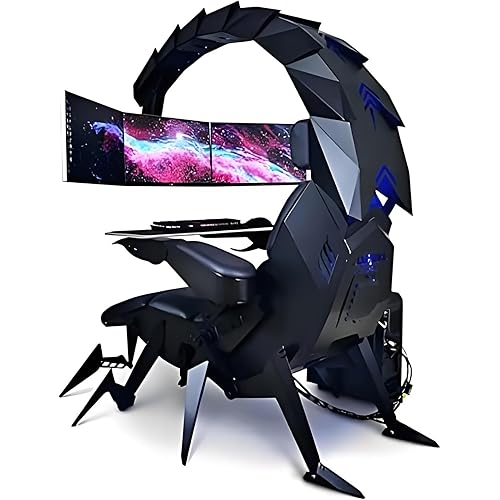 Scorpion Gaming Cockpit, Ergonomic Office Chair - Imitation Space Capsule Design, for Office, Game, Watch Video (Black)