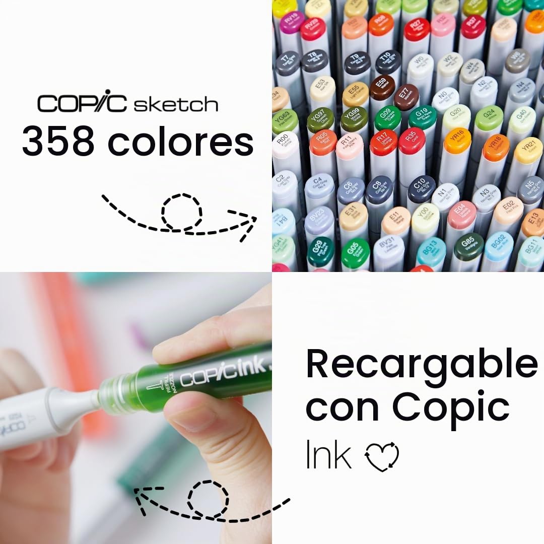 COPIC Sketch Set «Starter Set», 24 piezas en estuche, rotulador doble con punta mediana y punta de pincel
